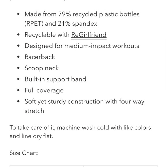 Girlfriend Collective Paloma Sports Bra size small - Picture 2 of 6